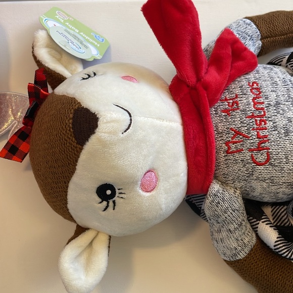My 1st First Christmas Deer Knit Plush Baby Crinkle Toy NWT Sensory - Picture 6 of 6